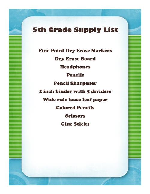 supply list